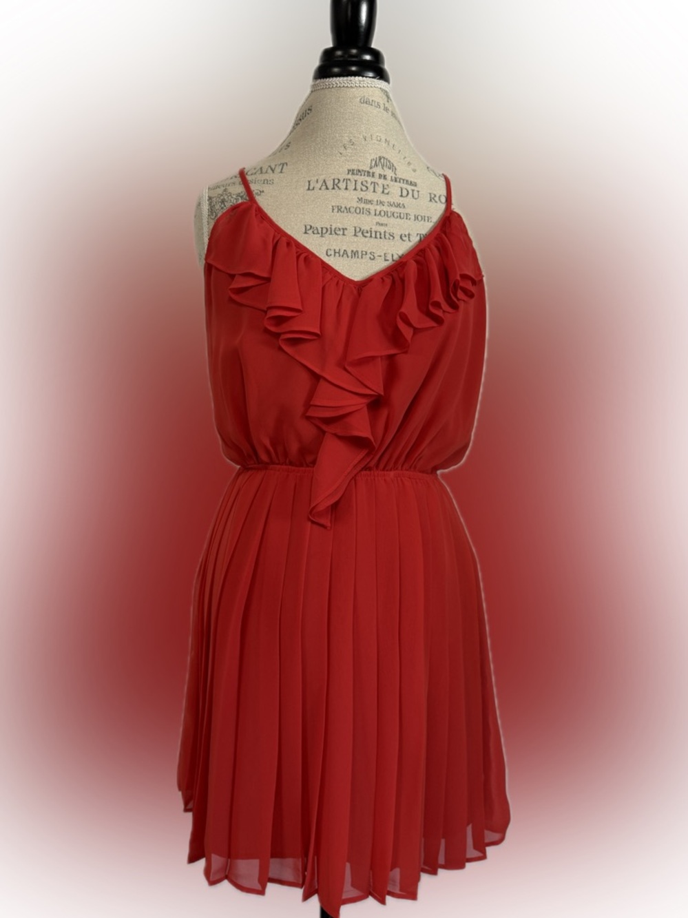 BCBGeneration Vibrant Red Ruffle Mini Dress